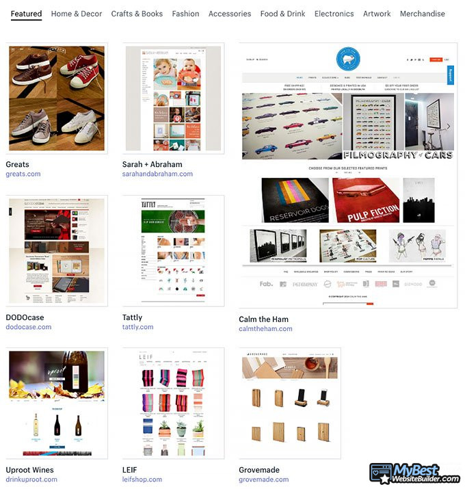 Shopify Opiniones: Ejemplos de páginas web.